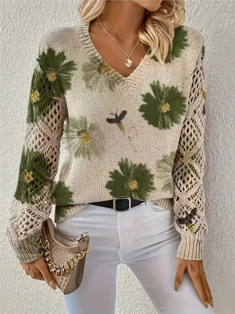Bohemian Floral Print Sweater